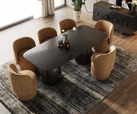 Vig Furniture - Modrest Calexico - Contemporary Black Wave Glass Wide Rectangular Dining Table Set 2 - VGGMDT-1717B - Home Elegance USA
