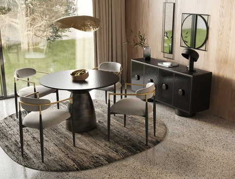 Modrest Calexico - Contemporary Black Wave Glass Round Dining Table | VIG - Home Elegance USA