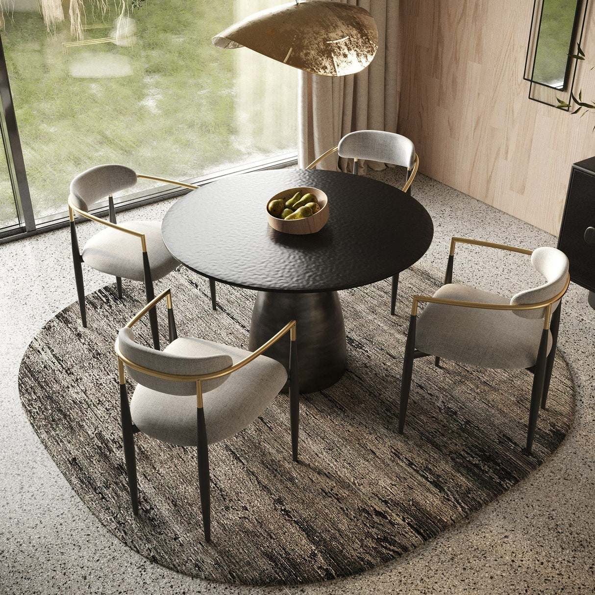 Modrest Calexico - Contemporary Black Wave Glass Round Dining Table | VIG