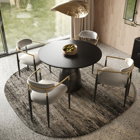Modrest Calexico - Contemporary Black Wave Glass Round Dining Table | VIG - Home Elegance USA