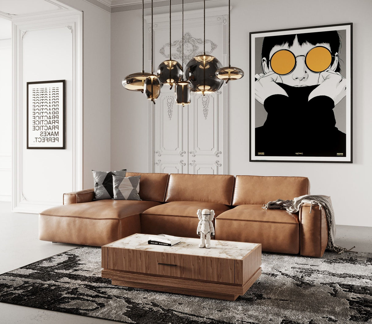 Modrest Cambria - Modern LAF Cognac Leather Sectional Sofa - Home Elegance USA