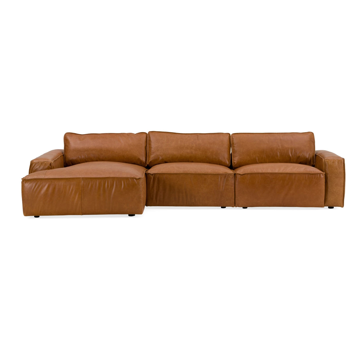 Modrest Cambria - Modern LAF Cognac Leather Sectional Sofa - Home Elegance USA