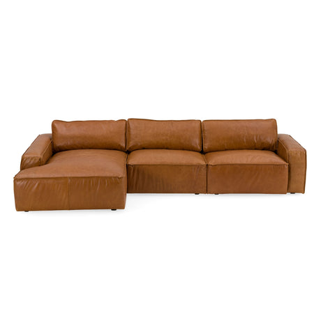 Modrest Cambria - Modern LAF Cognac Leather Sectional Sofa - Home Elegance USA