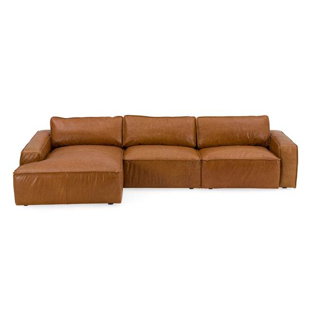 Modrest Cambria - Modern LAF Cognac Leather Sectional Sofa - Home Elegance USA