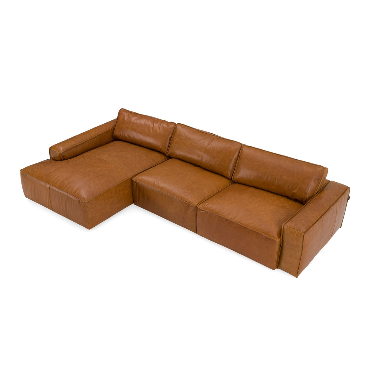 Modrest Cambria - Modern LAF Cognac Leather Sectional Sofa - Home Elegance USA