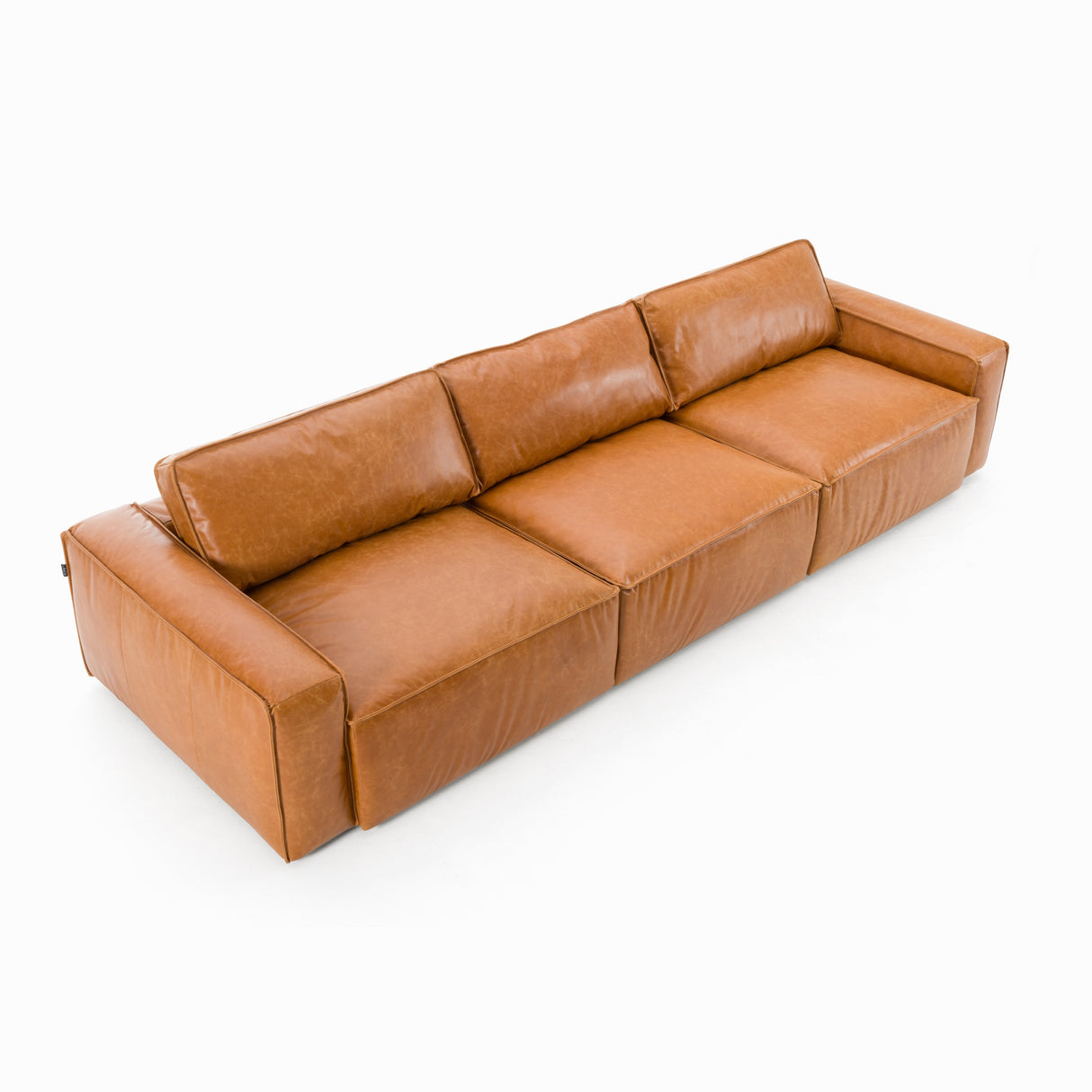 Cambria - Modern Cognac Leather Sofa - View Image 1
