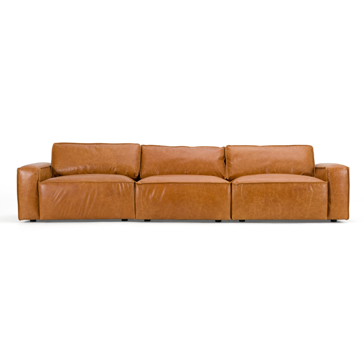 Cambria - Modern Cognac Leather Sofa - View Image 1