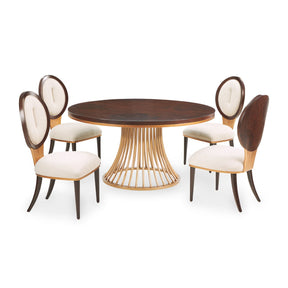 Camellia Field 5-pc Round dining Set Warm Pecan - Aico Furniture - room view