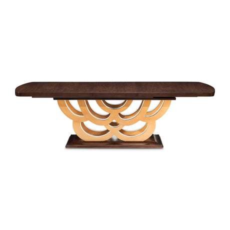 Camellia Field Rectangular Dining Table Warm Pecan - Aico Furniture - side with one leaf