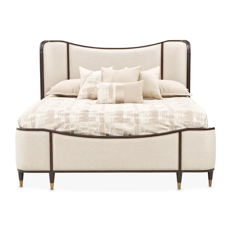 Camellia Field Upholstered Bed in Warm Pecan | Aico by Michael Amini