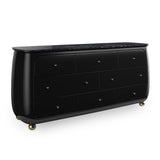 Caracole Cabochon Dresser in Piano Black with Black Stone Top