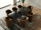 Carnaby - Modern Dark Grey Glass + Walnut Dining Table - View Image 1