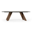 Carnaby - Modern Dark Grey Glass + Walnut Dining Table - View Image 1