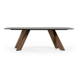 Carnaby - Modern Dark Grey Glass + Walnut Dining Table - View Image 1