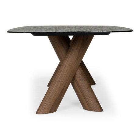 Carnaby - Modern Dark Grey Glass + Walnut Dining Table - View Image 1