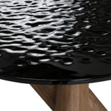 Carnaby - Modern Dark Grey Glass + Walnut Dining Table - View Image 1