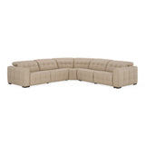 Carney - Modern Beige Leather Sectional Sofa + 3 Recliners - View Image 1