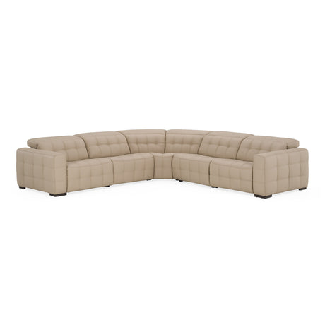 Carney - Modern Beige Leather Sectional Sofa + 3 Recliners - View Image 1