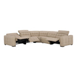 Carney - Modern Beige Leather Sectional Sofa + 3 Recliners - View Image 1