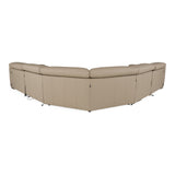Carney - Modern Beige Leather Sectional Sofa + 3 Recliners - View Image 1