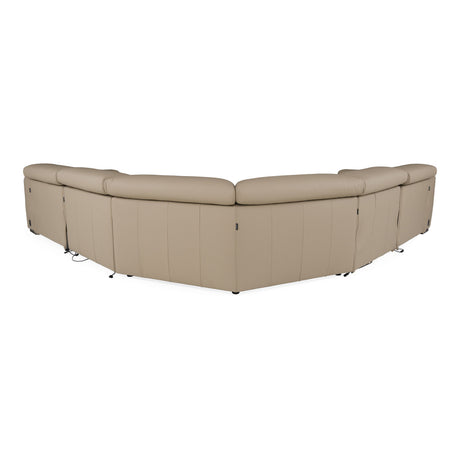 Carney - Modern Beige Leather Sectional Sofa + 3 Recliners - View Image 1