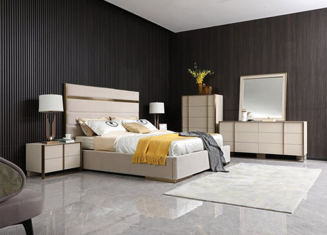 Nova Domus Cartier - Modern Beige Shagreen and Brushed Brass Chest