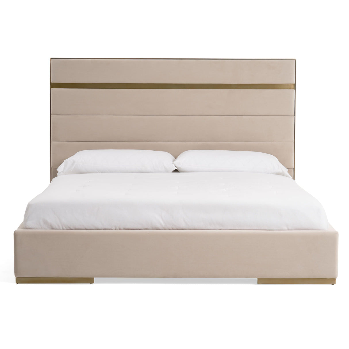 Cartier - Modern Beige Velvet and Brushed Brass EK Bed