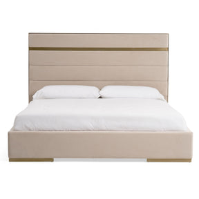 Cartier - Modern Beige Velvet and Brushed Brass EK Bed
