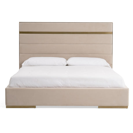 Cartier - Modern Beige Velvet and Brushed Brass EK Bed
