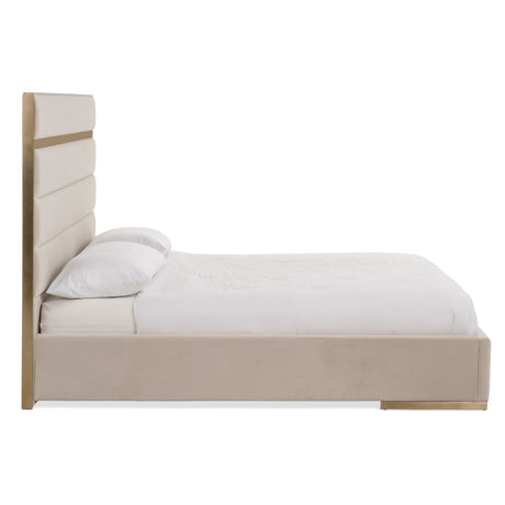 Cartier - Modern Beige Velvet and Brushed Brass EK Bed