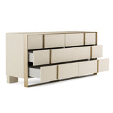 Nova Domus Cartier - Modern Beige Shagreen and Brushed Brass Dresser
