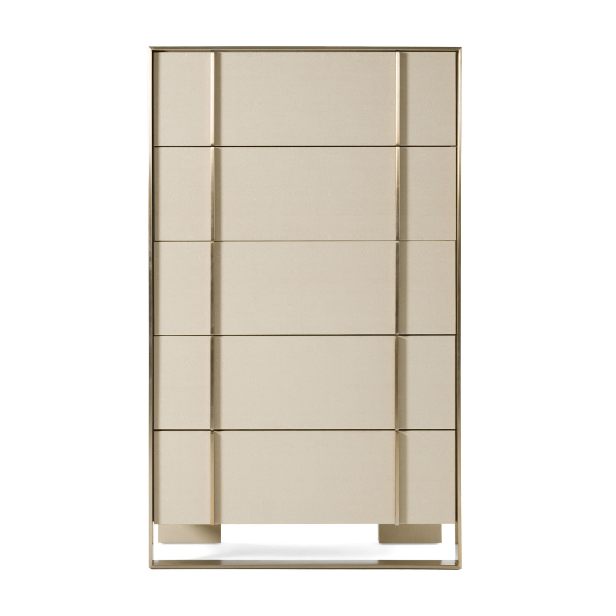 Nova Domus Cartier - Modern Beige Shagreen and Brushed Brass Chest