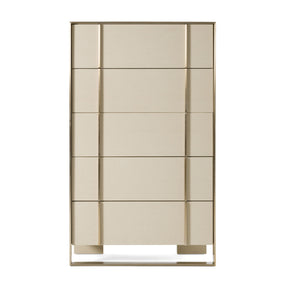 Nova Domus Cartier - Modern Beige Shagreen and Brushed Brass Chest