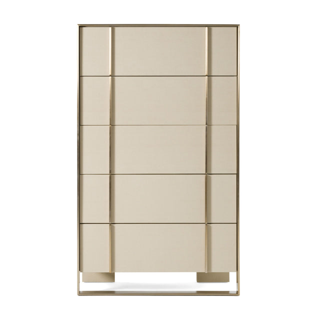 Nova Domus Cartier - Modern Beige Shagreen and Brushed Brass Chest