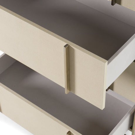 Nova Domus Cartier - Modern Beige Shagreen and Brushed Brass Chest