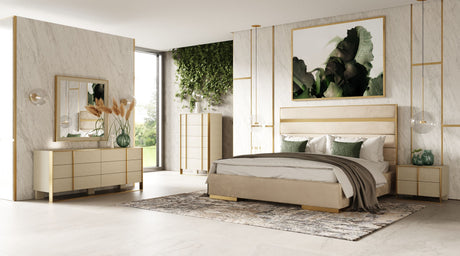 Cartier - Modern Beige Velvet and Brushed Brass EK Bed