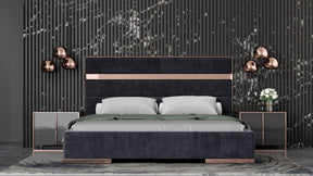 Cartier - California King Modern Black + Rose Gold Bed + Nightstands - View Image 1