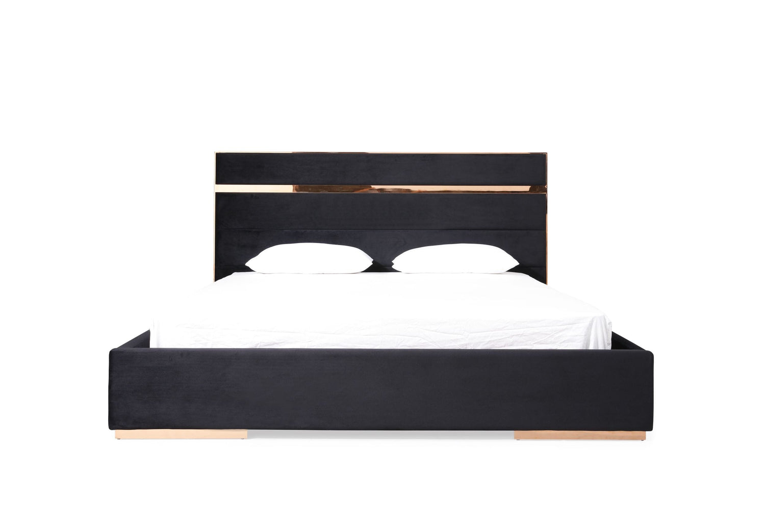 Cartier - Queen Modern Black + Rose Gold Bed + Nightstands - View Image 1