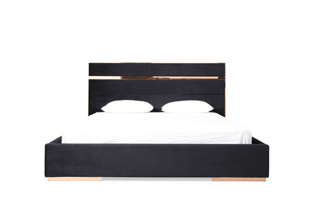 Cartier - Queen Modern Black + Rose Gold Bed + Nightstands - View Image 1