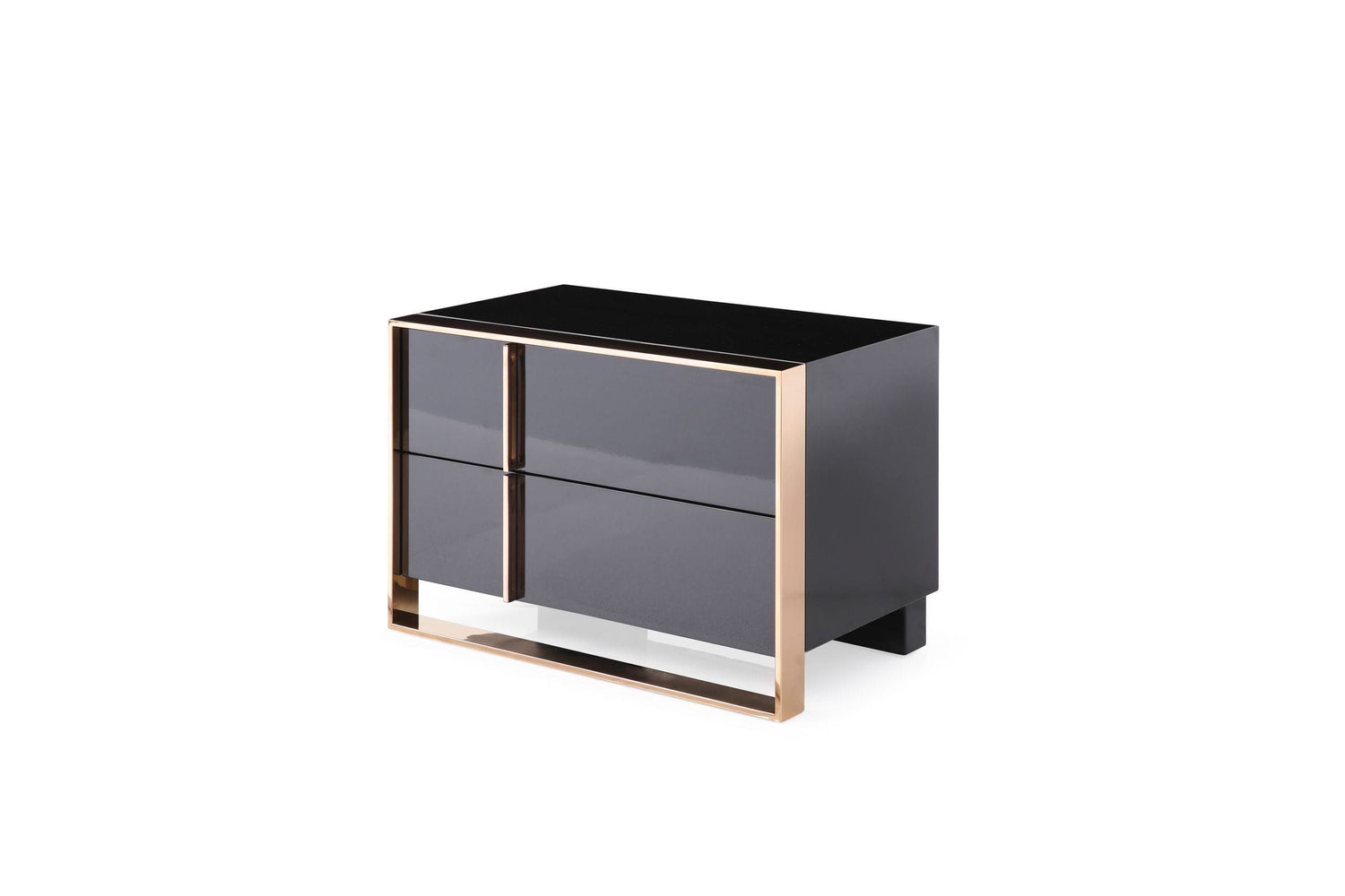 Cartier - California King Modern Black + Rose Gold Bed + Nightstands