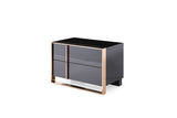 Cartier - California King Modern Black + Rose Gold Bed + Nightstands