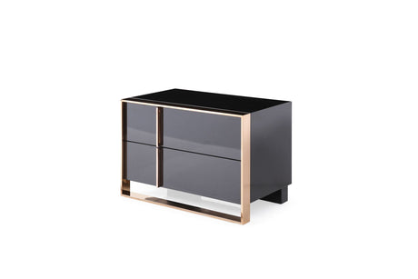 Cartier - California King Modern Black + Rose Gold Bed + Nightstands