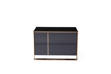 Cartier - Eastern King Modern Black + Rose Gold Bed + Nightstands - View Image 1