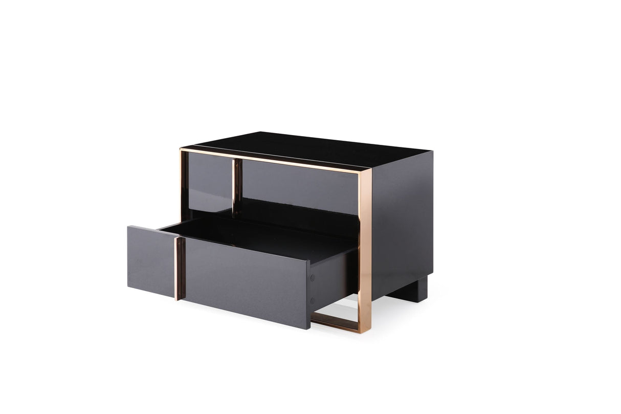 Cartier - Queen Modern Black + Rose Gold Bed + Nightstands - View Image 1