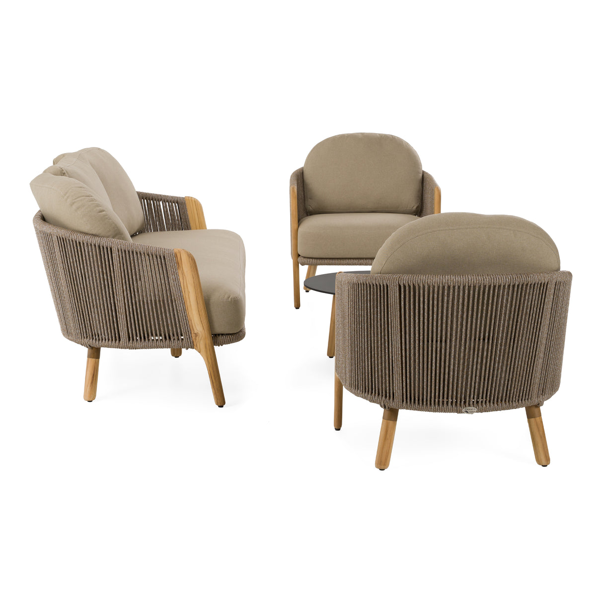 Cayman - Outdoor Beige + Teak Sofa Set - View Image 1