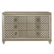 Glamorous Champagne Finish 1pc Dresser of 6 Drawers Acrylic Feet Luxury Bedroom Furniture Beveled Mirror Trim