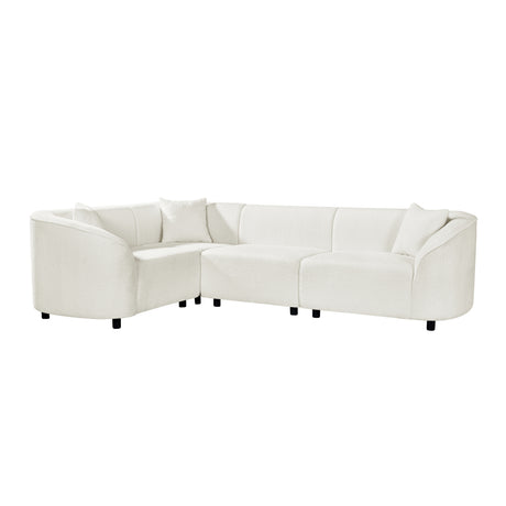104' L-Shaped Curved Contemporary Sectional Sofa in Beige: Plush 4-Seater, Sculptural Design & Premium Bouclé Upholstery – Modern Luxury for Spacious Living - sold by Home Elegance USA