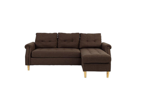 Living Room Corner Sectional Dark Coffee Polyfiber Chaise sofa Reversible Sectional - sold by Home Elegance USA