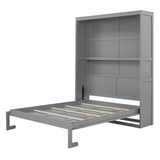 Queen Size Murphy Bed Wall Bed with Shelves,Gray - Home Elegance USA