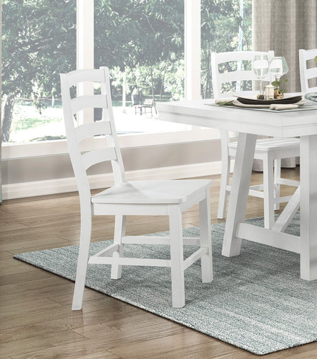 Modern Contemporary White Finish 5pc Set Dining Table and 4 Side Chairs Set Wooden Kitchen Dining Furniture Casual Style - sold by Home Elegance USA
